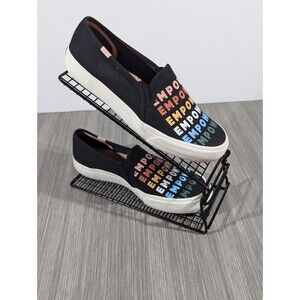 Keds Empower Sneakers Shoes Womens Size 9 Black Canvas Slip On Platform